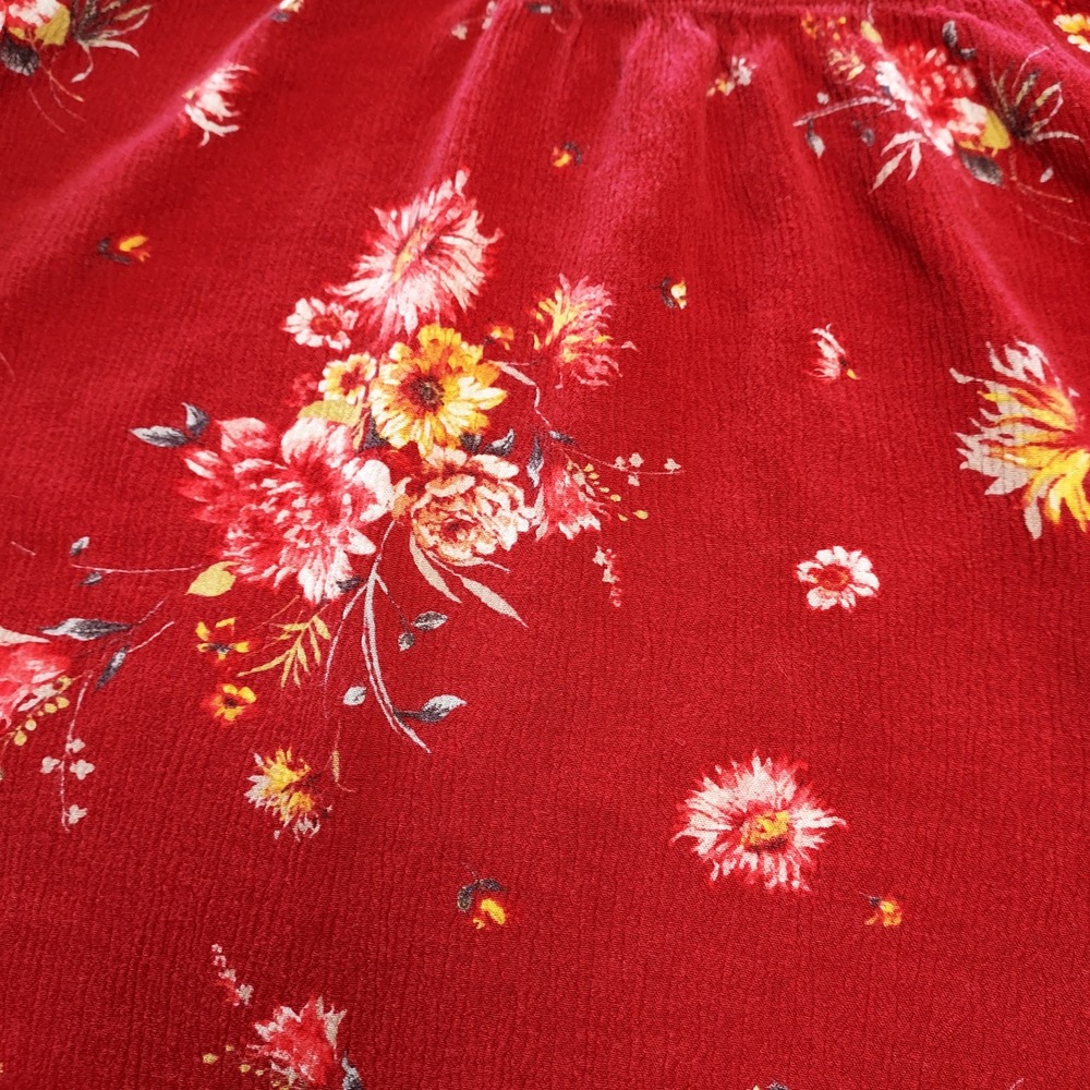 Torrid Floral Gauze Cold Shoulder Crochet Straps Red Size 1 Boho - Picture 4 of 8